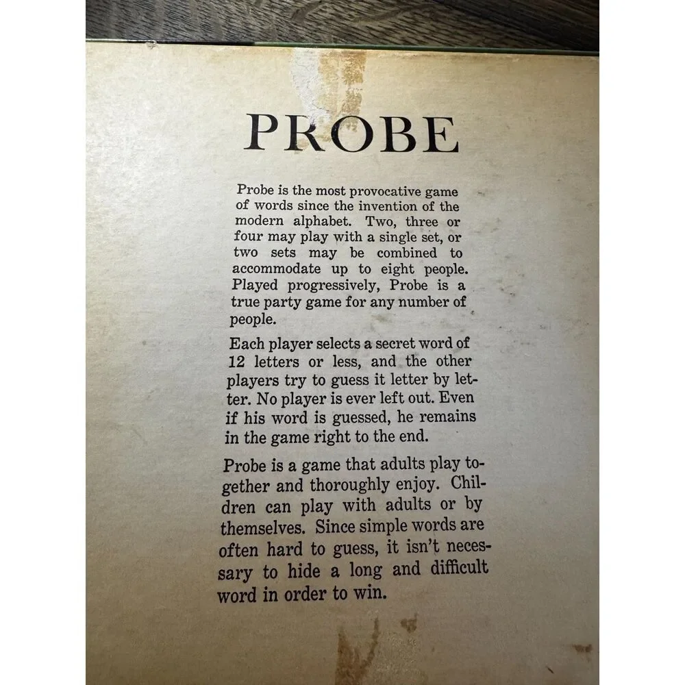 Vintage 1964 Game of Words Probe Parker Brothers complete game